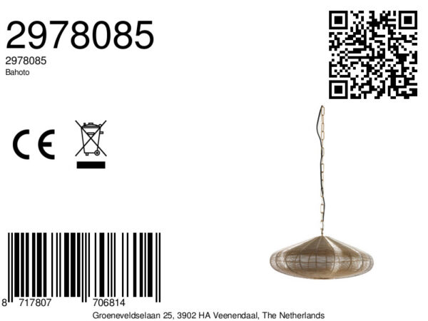 Gouden draad hanglamp hangend Light & Living Bahoto - Ø 51 cm - Image 8