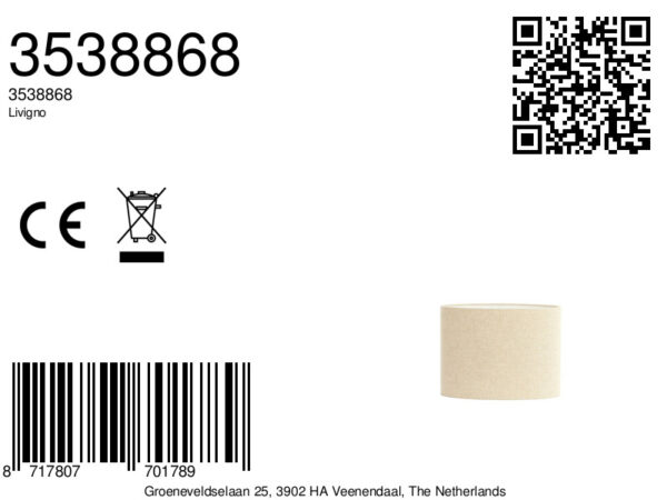 Beige cilindervormige lampenkap van stof Light & Living Livigno - H 28 cm - Image 9