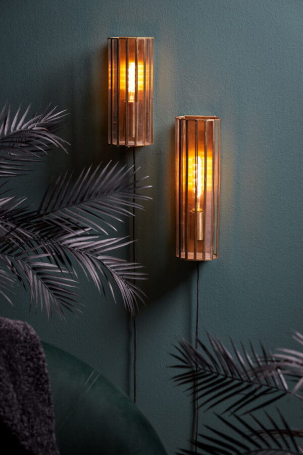 Messing wandlamp met glazen panelen Light & Living Stroby - wandlamp - H 30,5 cm - Image 4