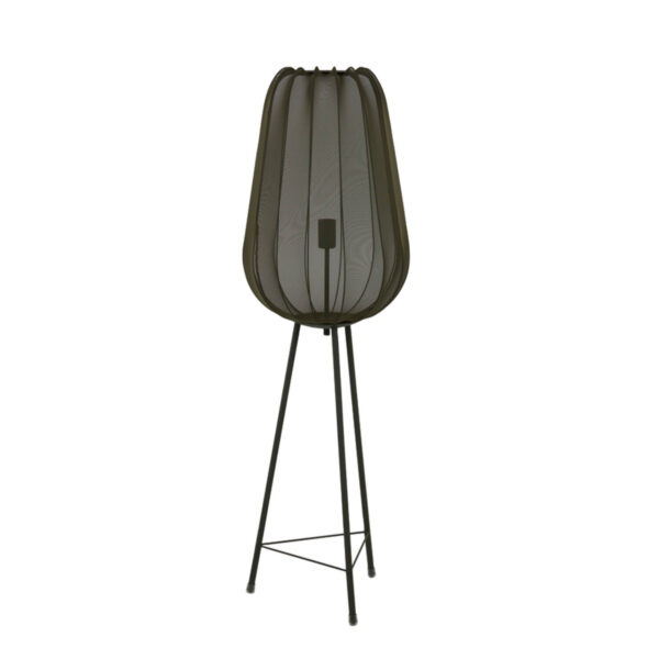 Zwarte stoffen staande lamp Light & Living Plumeria - H 132 cm