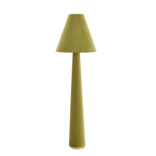 Olijf-groene vintage stoffen staande lamp Light & Living Devia - H 168 cm