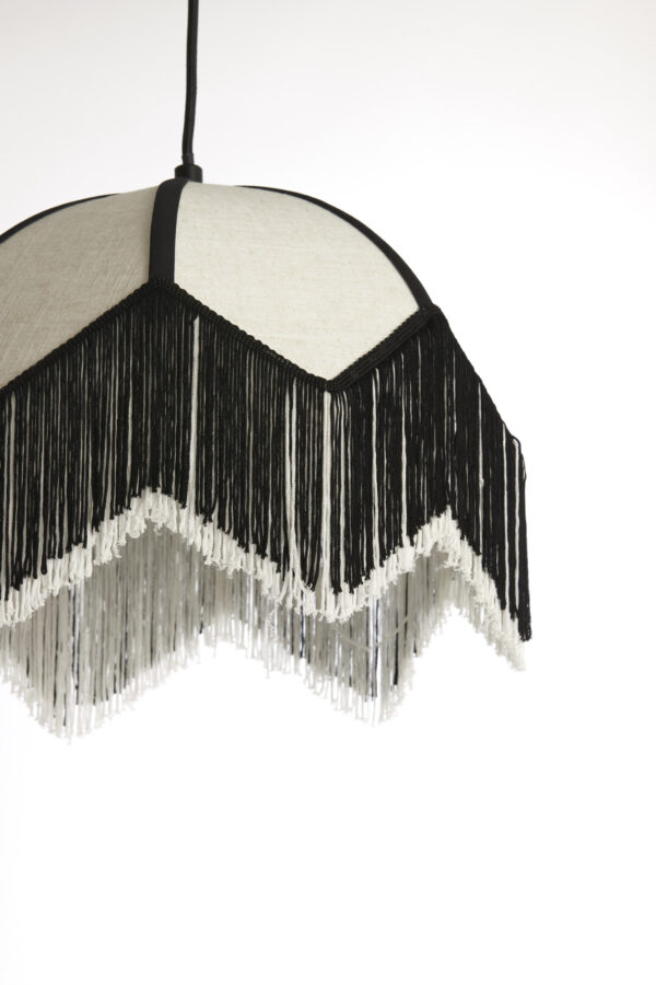 Zwart-witte hanglamp met franje-afwerking Light & Living Sulina - Ø 35 cm - Image 5
