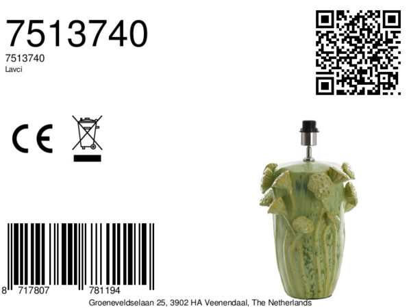 Groene keramische lampenvoet bloemen Light & Living Lavci - H 36,5 cm - Image 5