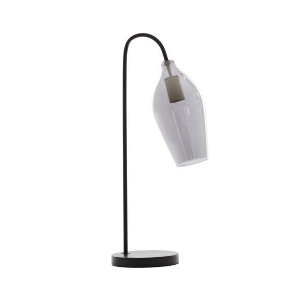 Zwarte tafellamp met gevormd glas Light & Living Lukaro - H 51,5 cm