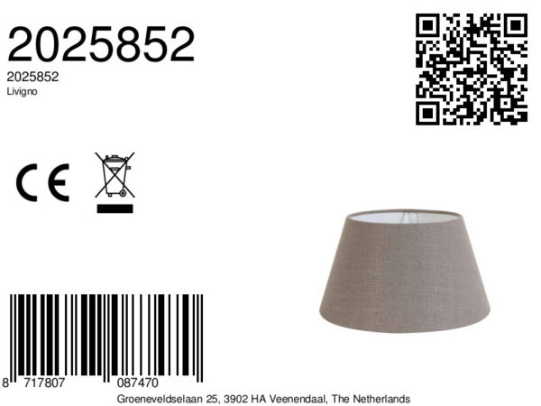 Stoffen lampenkap taupe kleur Light & Living Livigno - Ø 18 cm - Image 3