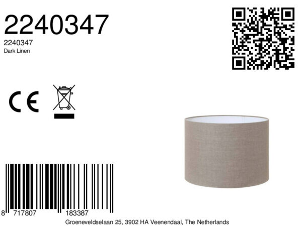 Beige cilindervormige stof lampenkap Light & Living Dark Linen - Ø 40 cm - Image 5