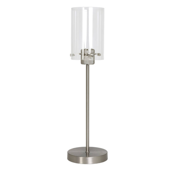 Staalkleurige tafellamp cilinder glas Light & Living Vancouver - H 56,5 cm