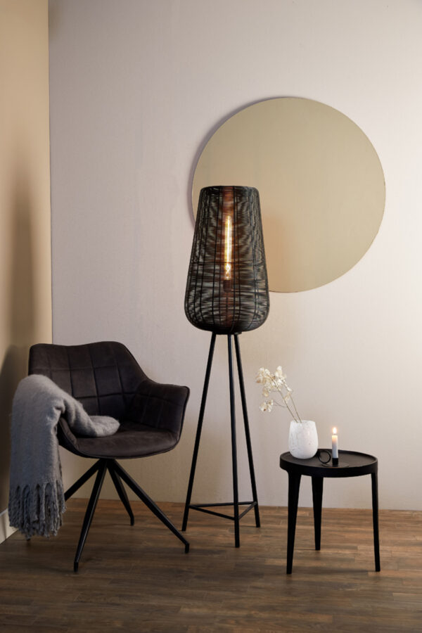 Zwarte metalen vloerlamp voor sfeerverlichting Light & Living Adeta – H 147 cm - Image 4