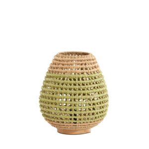 Gevlochten tafellamp groen-beige Light & Living Kalipa - H 34,5 cm