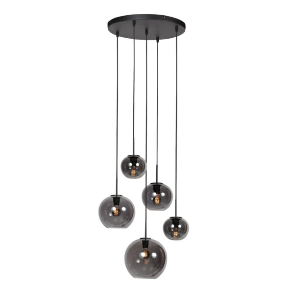Zwarte hanglamp met bollen in smoke glas Mexlite HaloSwap - Image 2