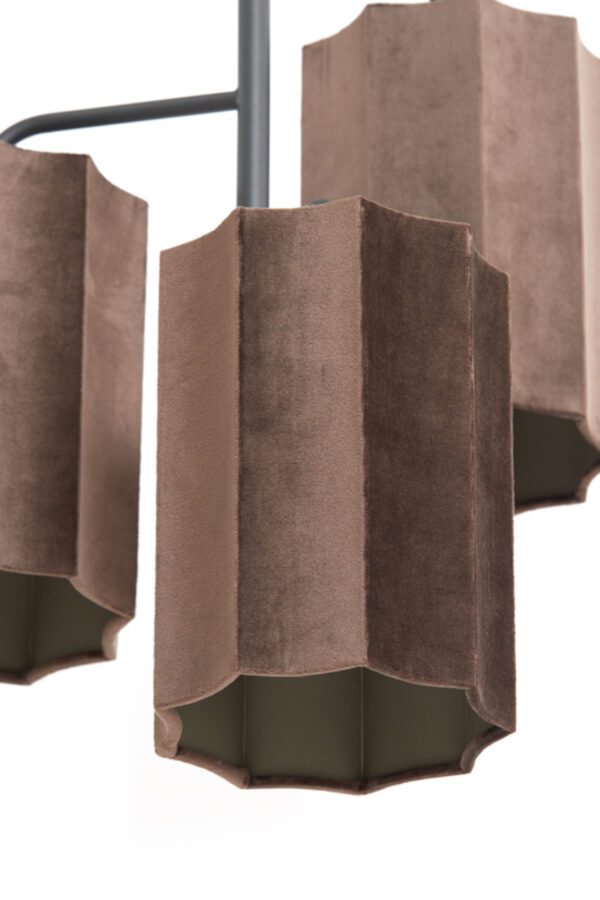 Fluwelen bruine hanglamp Light & Living Edisa - B 48 cm - Image 7