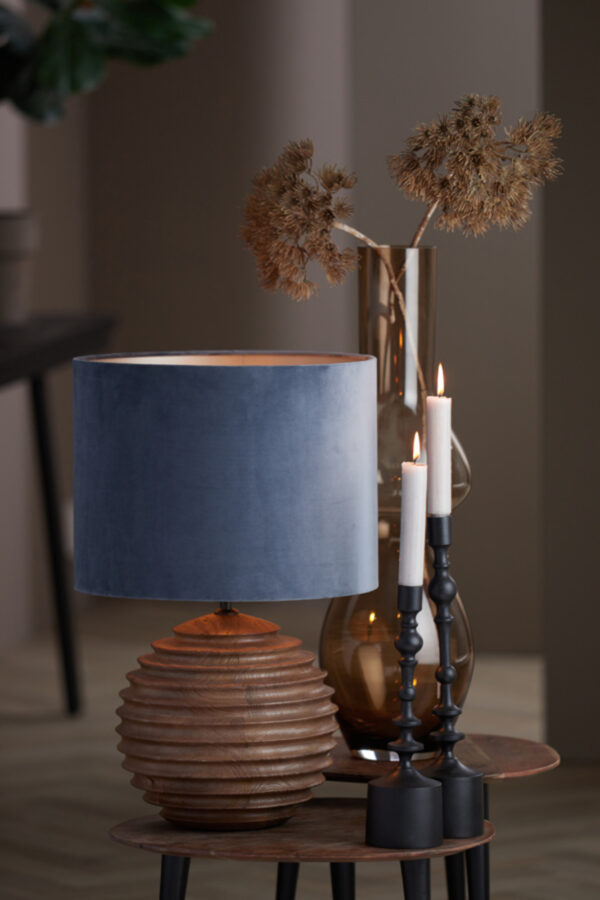 Velours lampenkap blauw cilindervormig Light & Living Velours - Ø 40 cm - Image 4