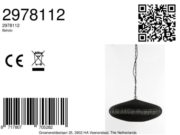Ovale zwarte draad hanglamp Light & Living Bahoto - Ø 60 cm - Image 9