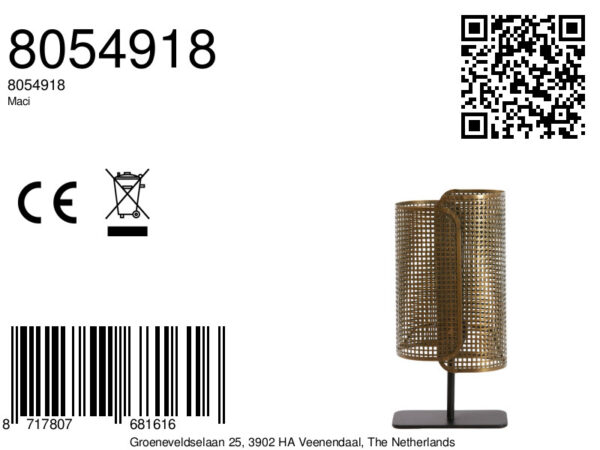 Gouden metalen tafellamp Light & Living Maci met rasterkap – H 41 cm - Image 8