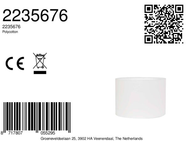 Cilindervormige lampenkap witgekleurd Light & Living Polycotton - Ø 35 cm - Image 6