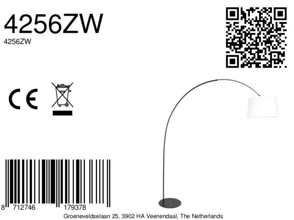Minimalistische booglamp zwart met kap Anne Lighting Curve - Image 17
