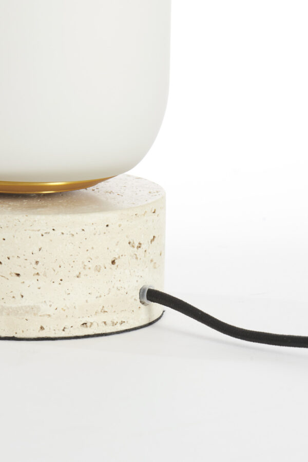 Cilindervormige witte lampenkap op marmeren voet & Living Rylano - H 35 cm - Image 5