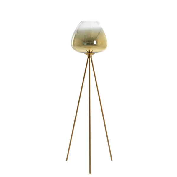 Zwarte vloerlamp driepoot goudkleurig glas Light & Living Mayson - H 146 cm