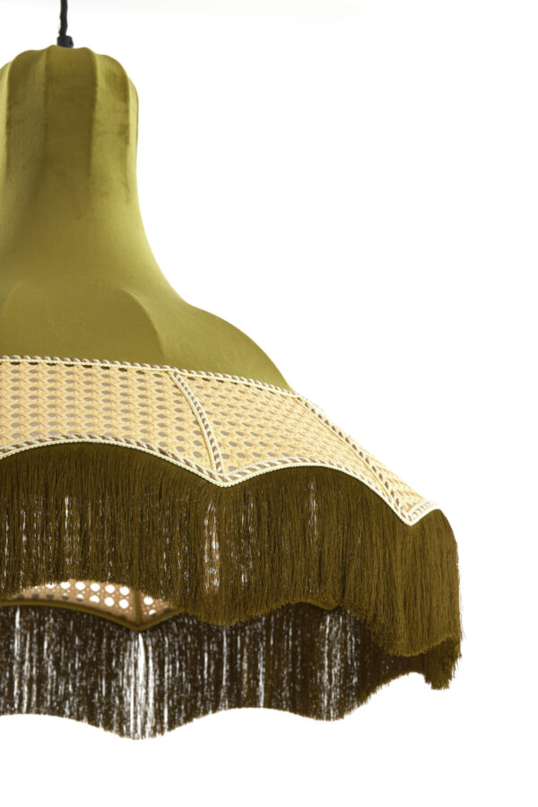 Groene fluwelen hanglamp met franjes Light & Living Mizia - Ø 60 cm - Image 3