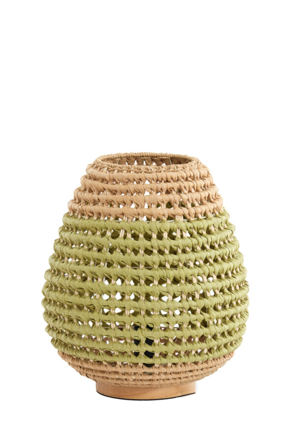 Gevlochten tafellamp groen-beige Light & Living Kalipa - H 34,5 cm - Image 2