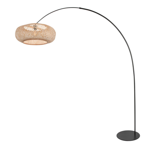 Booglamp zwart met naturel-kleurige kap Anne Lighting Curve - Image 2