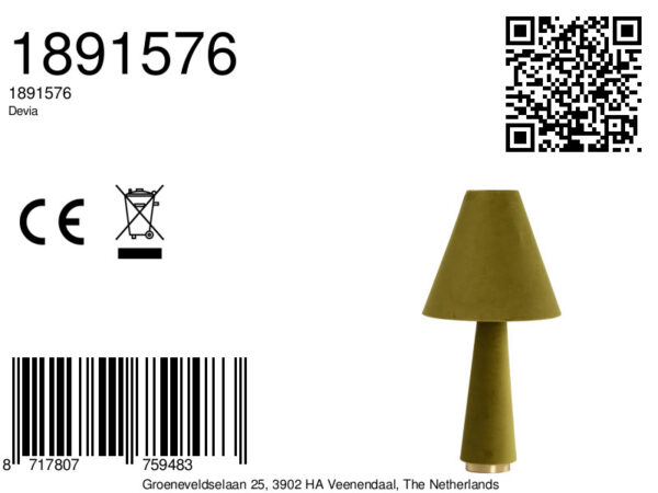 Olijfgroene stoffen schemerlamp Light & Living Devia - H 61 cm - Image 5