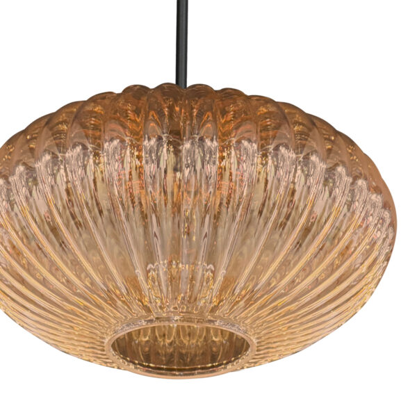 Amberkleurige hanglamp klassiek ribbelglas Mexlite HaloSwap - Ø 30 cm - Image 4