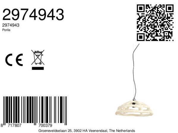 Witte hanglamp van organisch textiel Light & Living Porila - Ø 52 cm - Image 7