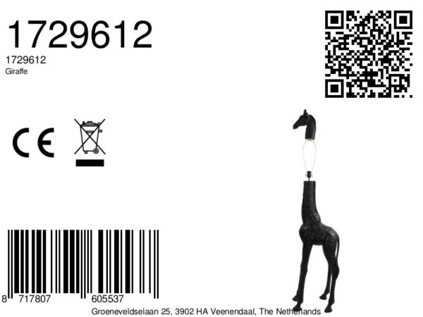 Zwarte grote giraffe vloerlamp Light & Living Giraffe - H 184 cm - Image 9
