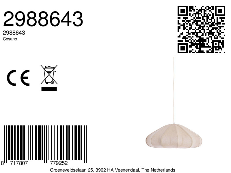 Beige stoffen hanglamp minimalistisch Light & Living Cesano - Image 6