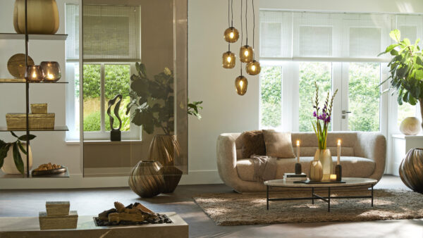 Cluster hanglamp met bruine glazen bollen Light & Living Mezza - B 45 cm - Image 4