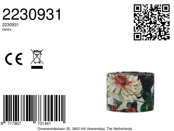 Bloemenprint cilindervormige lampenkap Light & Living Dahlia - Ø 30 cm - Image 8