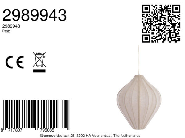 Zandkleurige linnen hanglamp Light & Living Pasto - Ø 47 cm - Image 6