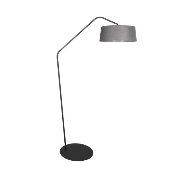 Zwarte booglamp met knik grijze kap Anne Lighting ZigZag