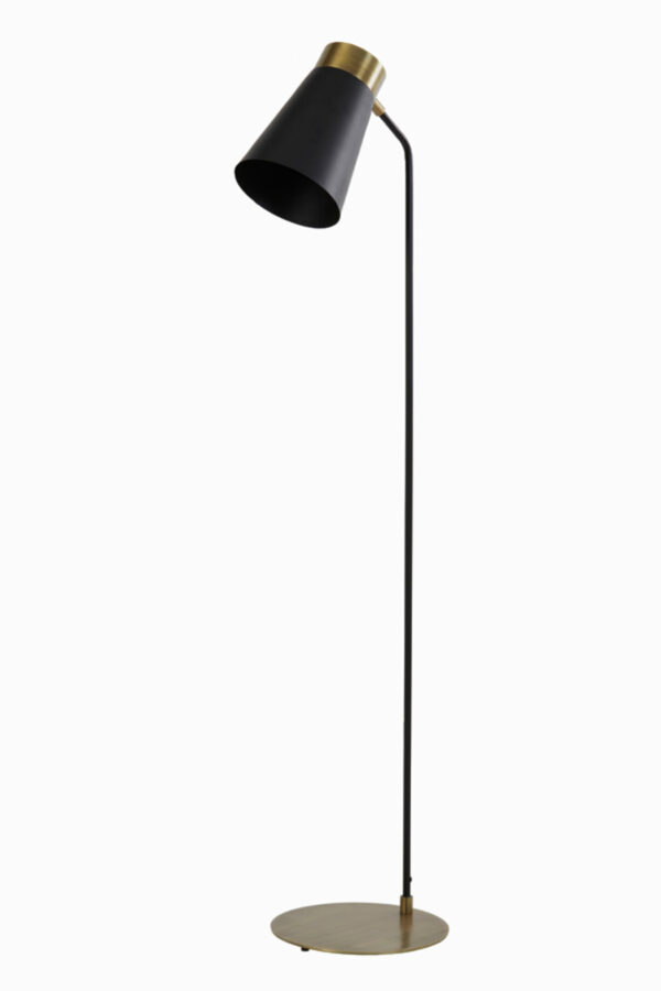 Zwarte vloerlamp met kegelkap vintage Light & Living Braja - H 143 cm - Image 4