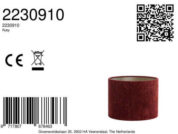 Rode fluwelen cilinderlampenkap Light & Living Ruby - Ø 30 cm - Image 10