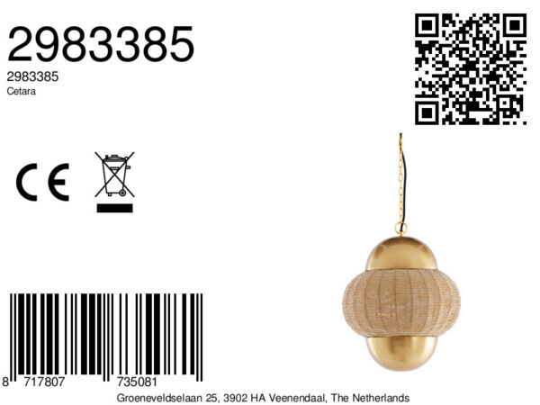 Gouden kralen hanglamp decoratief Light & Living Cetara - Ø 33 cm - Image 8