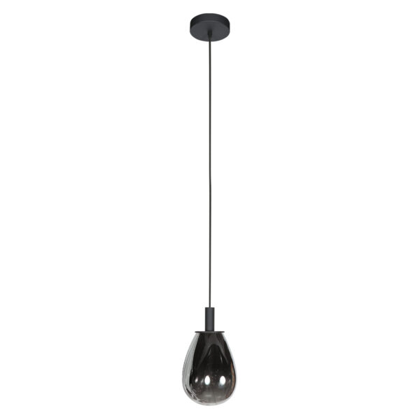 Slanke zwarte hanglamp met smoke glas Steinhauer Glimsy - Ø 14,50 cm - Image 2