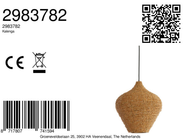 Geweven houten hanglamp met kralen houder Light & Living Kalenga - Ø 36 cm - Image 7