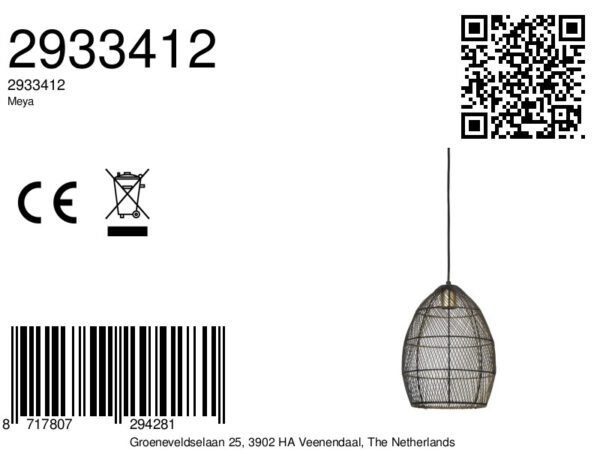 Zwarte draad hanglamp industrieel design Light & Living Meya - Ø 23 cm - Image 7
