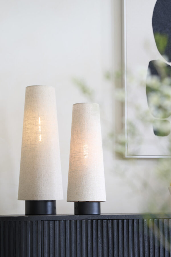 Linnen-look trompetvormige tafellamp Light & Living Howie - H 42 cm - Image 4
