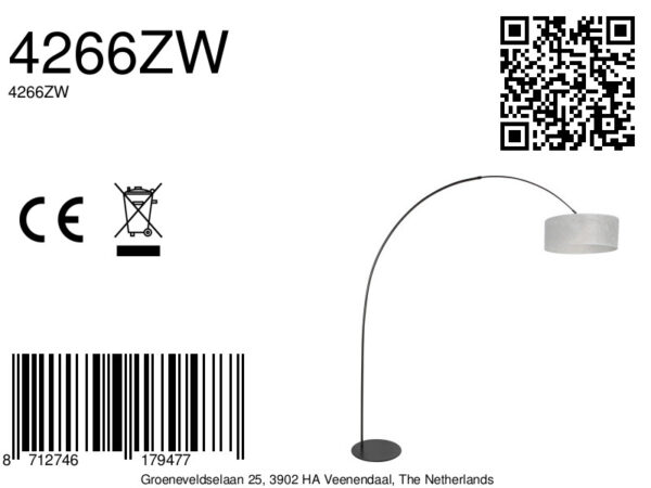 Trendy zwarte booglamp met kap zilver Anne Lighting Curve - Image 16