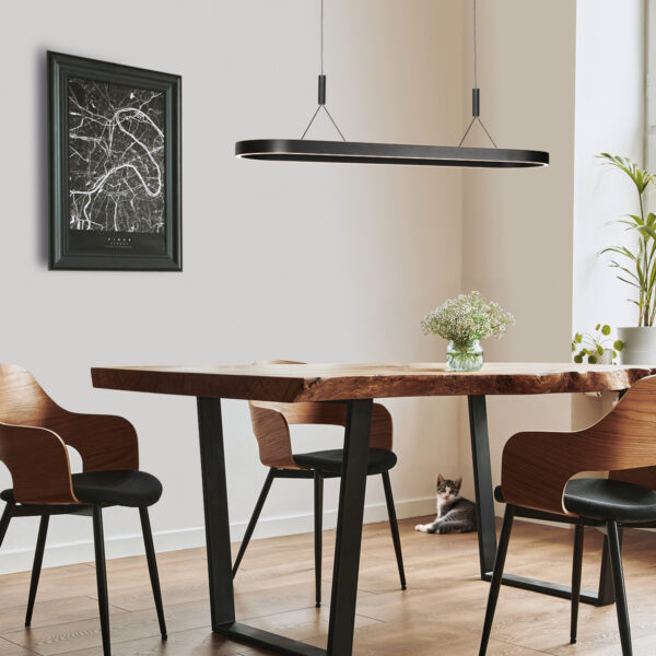Ovale zwarte eettafellamp up- & downlight LED Stienhauer Mykty - Image 3
