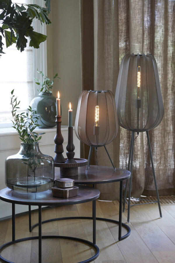 Zwarte stoffen staande lamp Light & Living Plumeria - H 132 cm - Image 4