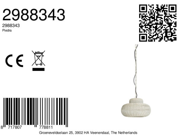 Witte rotan hanglamp met vlechtwerk Light & Living Piedra - Ø 35 cm - Image 6