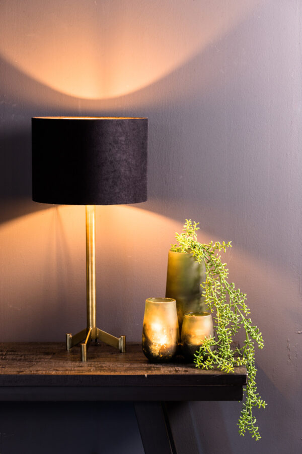 Zwarte cilindervormige lampenkap in stijl Light & Living Velours - Ø 25 cm - Image 4