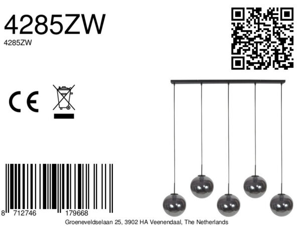 Langwerpige hanglamp met 5 ronde smoke glazen Mexlite HaloSwap - Image 9