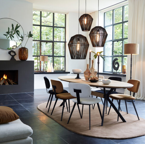 Zwarte geribbelde lampenvoet Light & Living Kabati - H 147 cm - Image 4