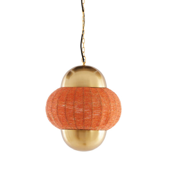 Gouden hanglamp met oranje stoffen kap Light & Living Cetara - Ø 33 cm