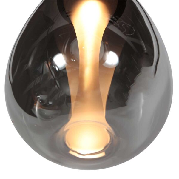 Ronde zwarte hanglamp met 5 druppelvormige smoke glazen Steinhauer Glimsy - Image 4